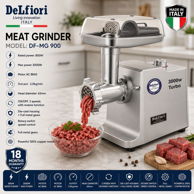 چرخ گوشت 3000وات مسی دلفیوری ساخت ایتالیا مدل DF-MG900
