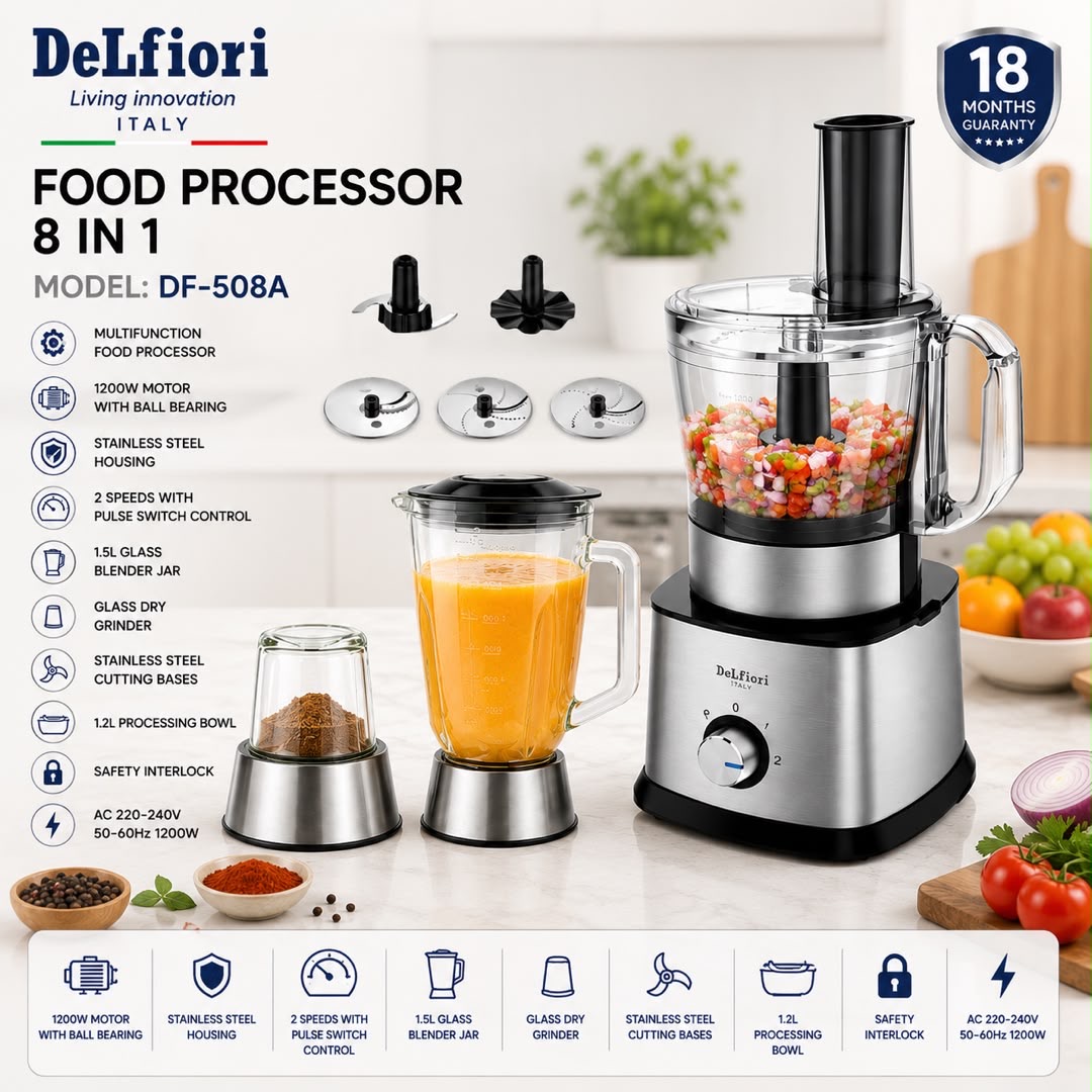 غذاساز 9کاره با آبمیوه گیری دیجیتال استیل  دلفیوری مدل DF80BF